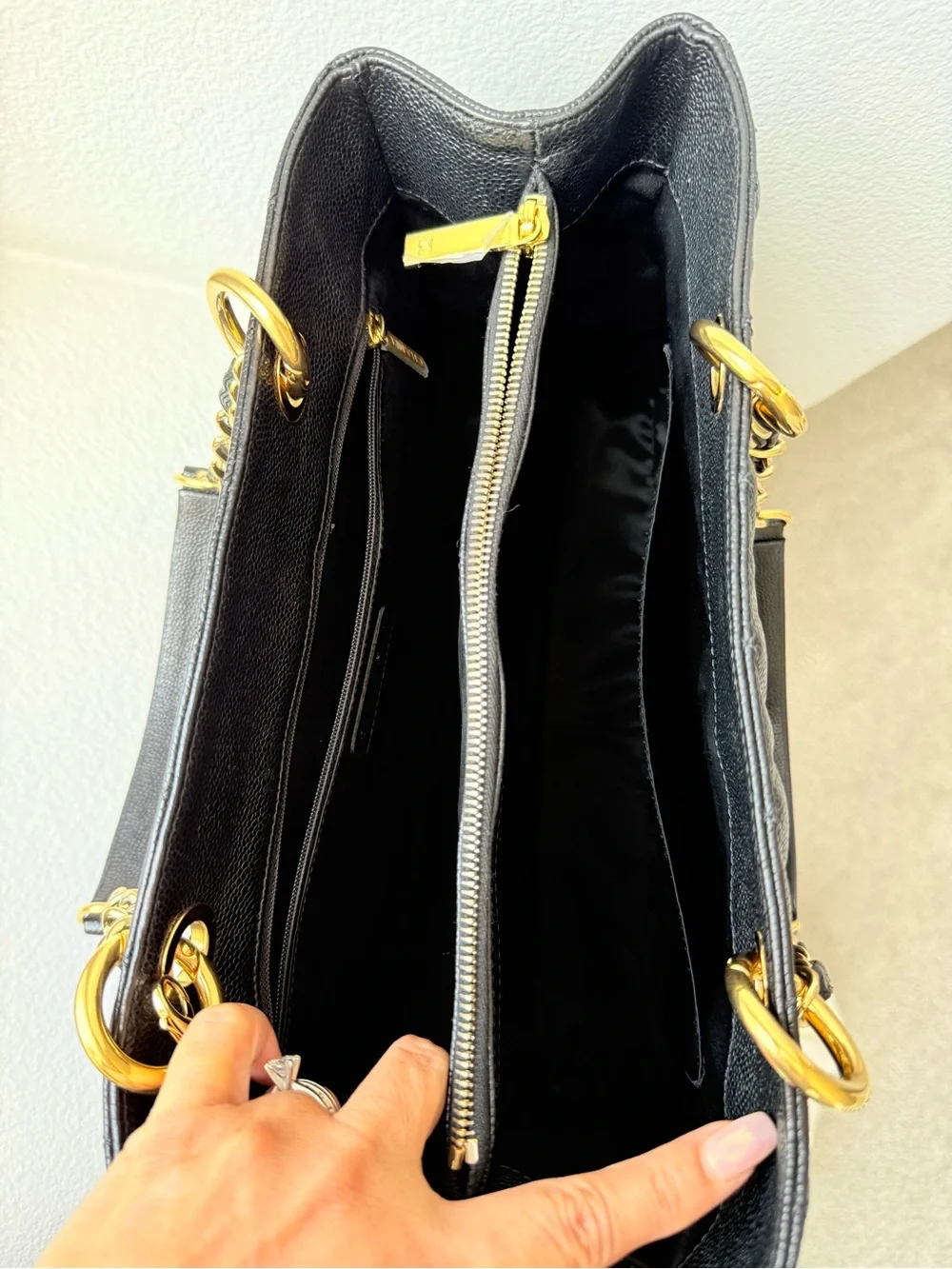 CHANEL Grand Shopping Tote Black Caviar Leather with Gold Hardware - Authentic